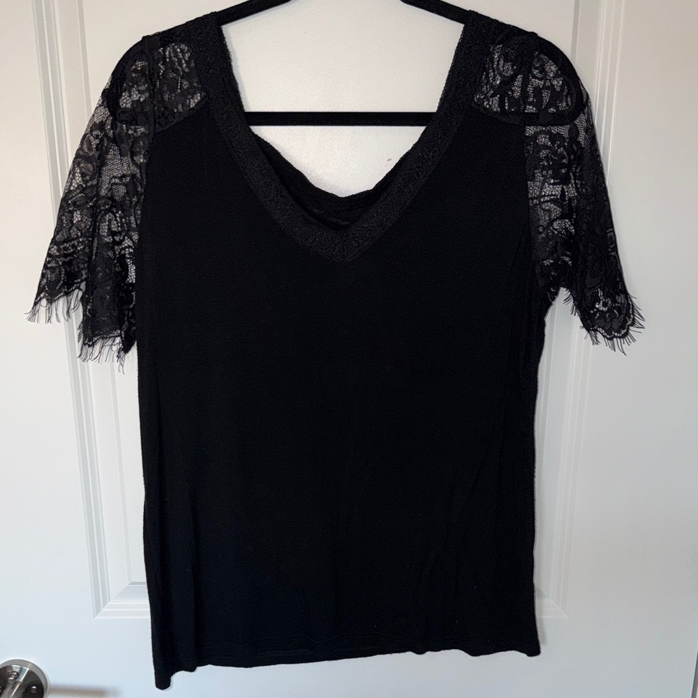 Black Lace Sleeve Top